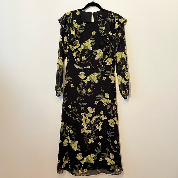 Who What Wear Black & Yellow Floral Dress - Picture 4 of 13